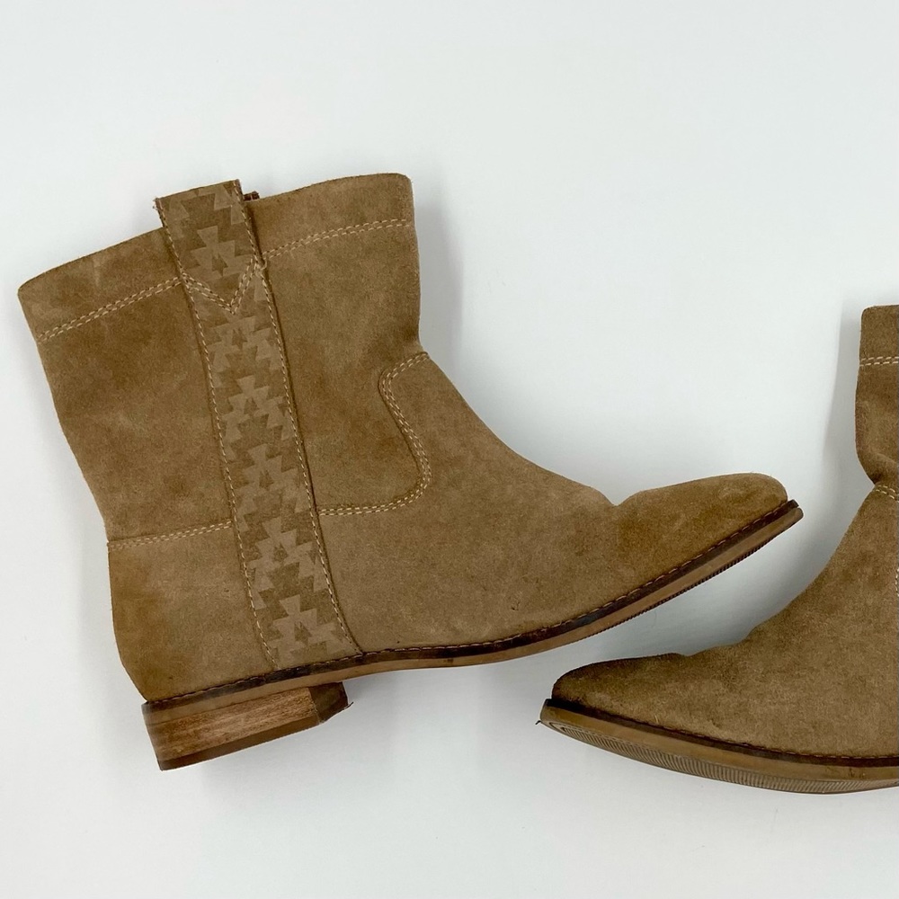 Toms Womens Ankle Boots Beige Light Tan Brown Suede Aztec Southwest Booties Sz 6